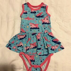 Shark Print Sleeveless Kids Dress - Blue and Pink